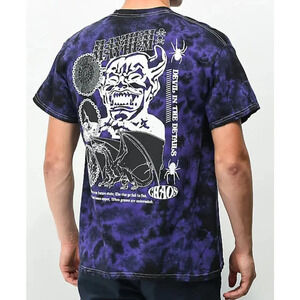 Vitriol Mayhem Men’s Black & Purple Tie Dye T-Shirt Sz Medium NWOT